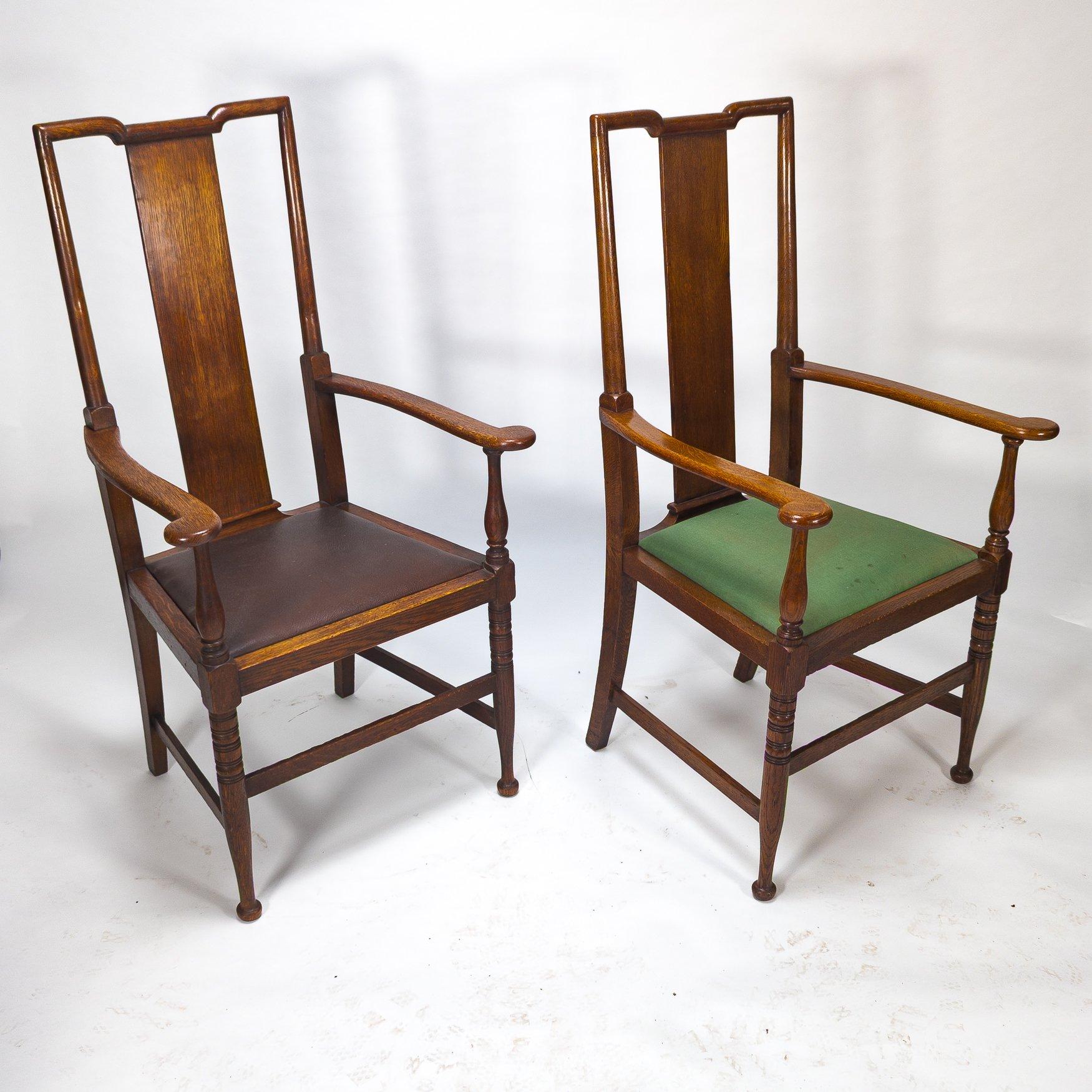 Morris & Co. Fauteuils de salle à manger en Oak Arts & Crafts, Design/One en vente 8
