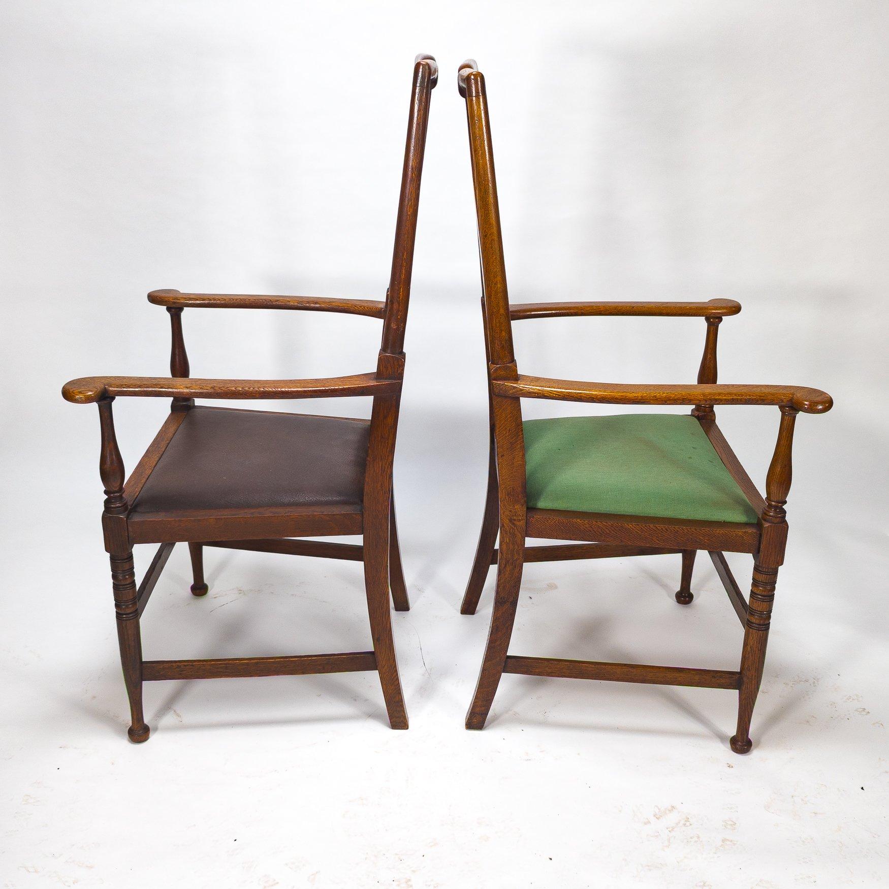 Morris & Co. Fauteuils de salle à manger en Oak Arts & Crafts, Design/One en vente 9