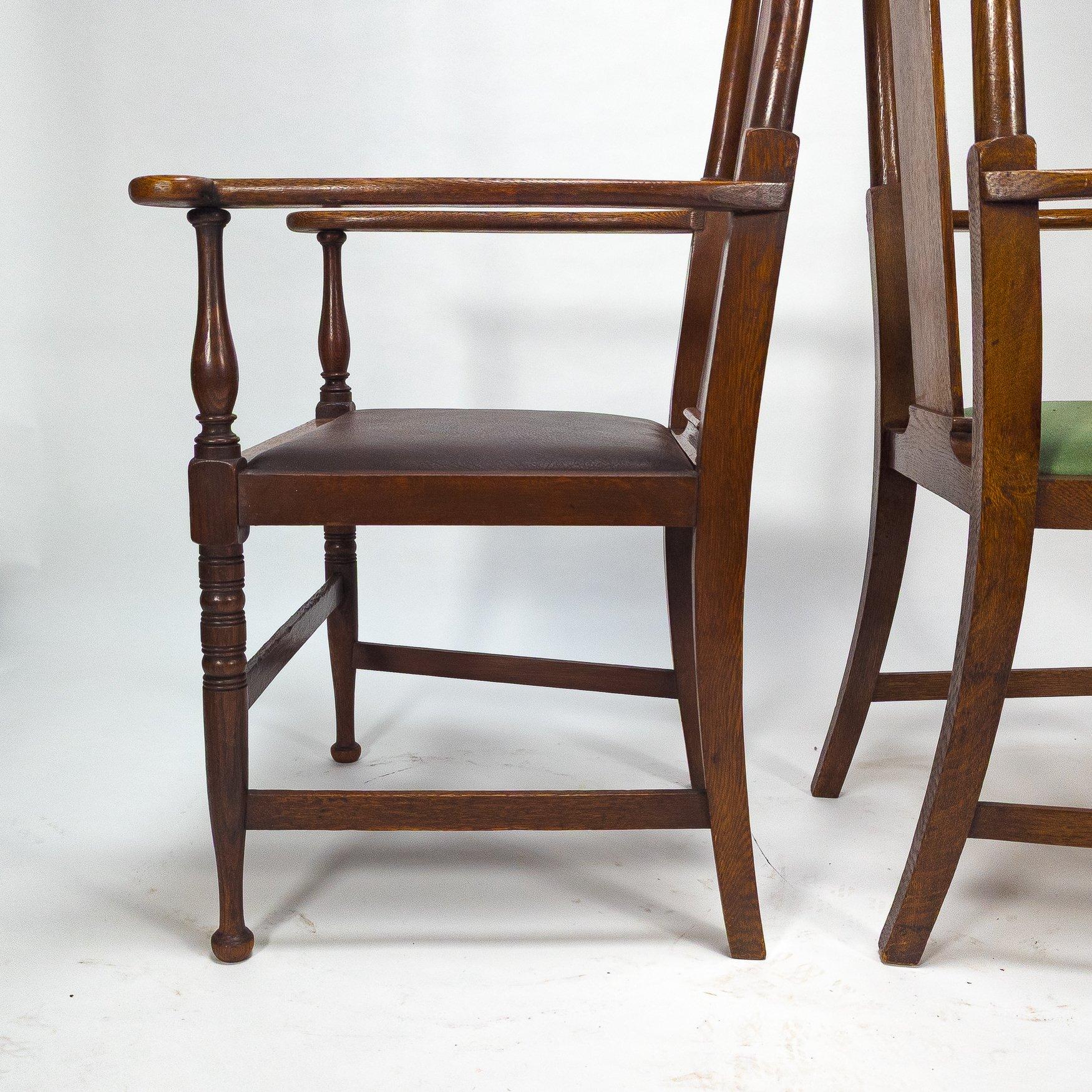 Morris & Co. Fauteuils de salle à manger en Oak Arts & Crafts, Design/One en vente 12