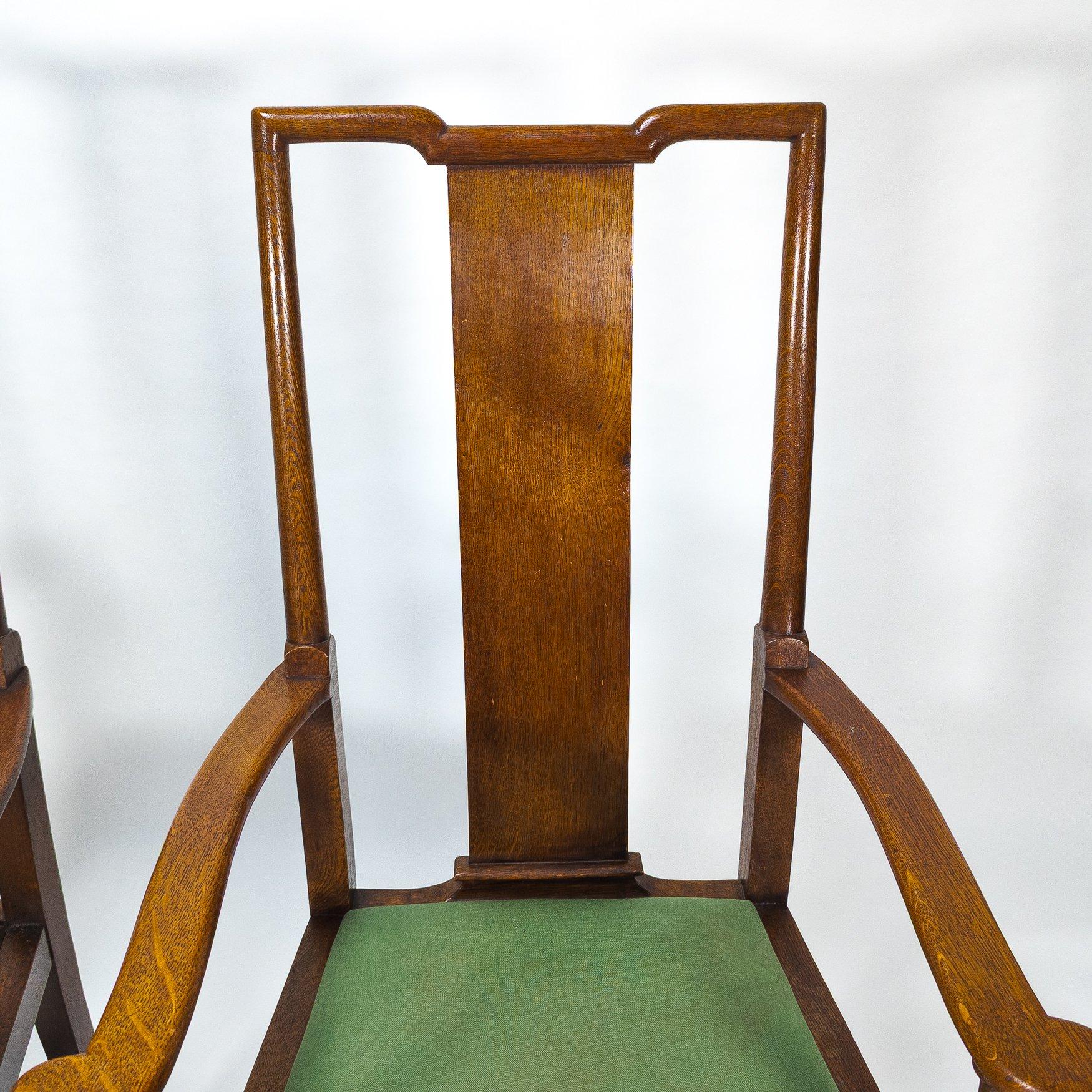 Arts and Crafts Morris & Co. Fauteuils de salle à manger en Oak Arts & Crafts, Design/One en vente
