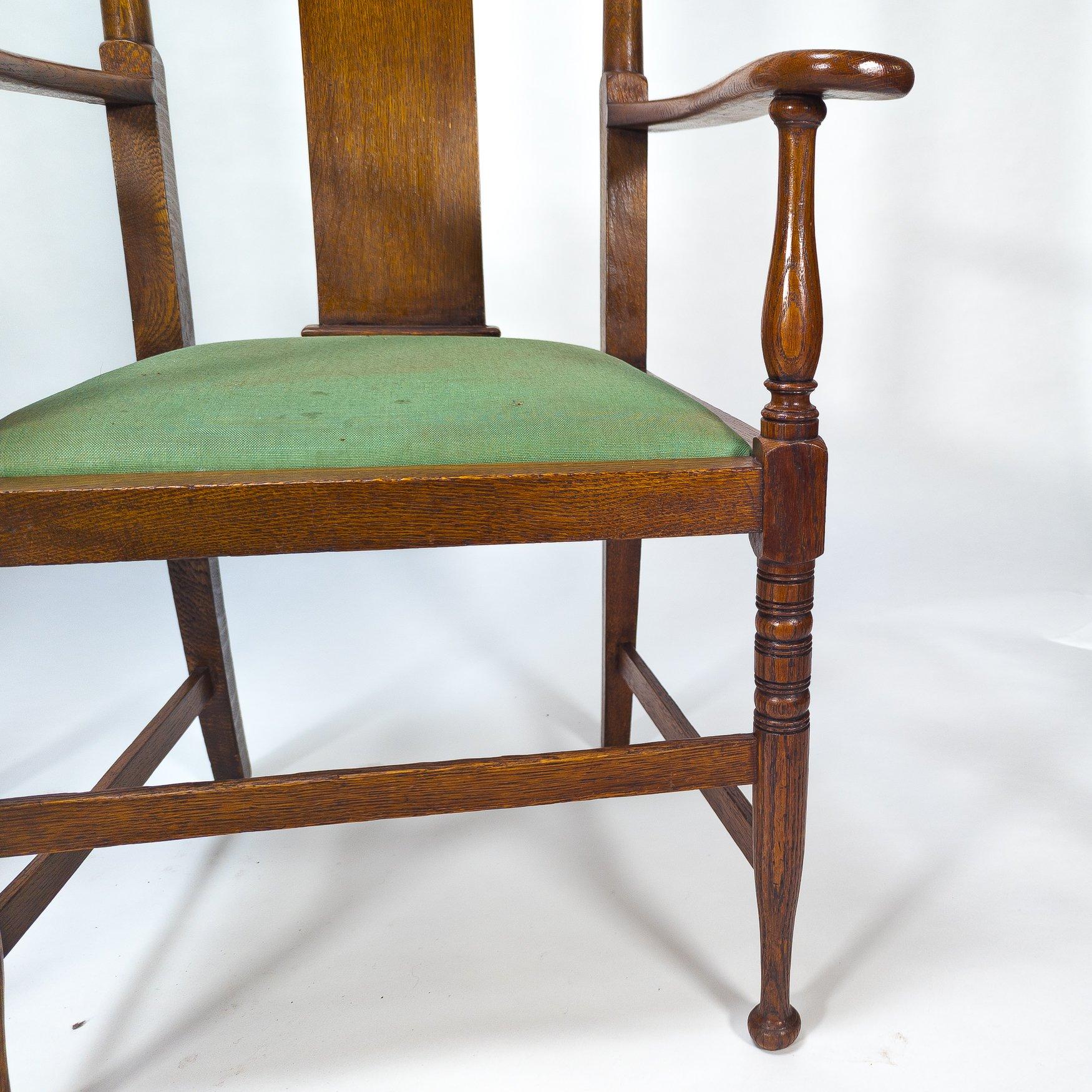 XIXe siècle Morris & Co. Fauteuils de salle à manger en Oak Arts & Crafts, Design/One en vente