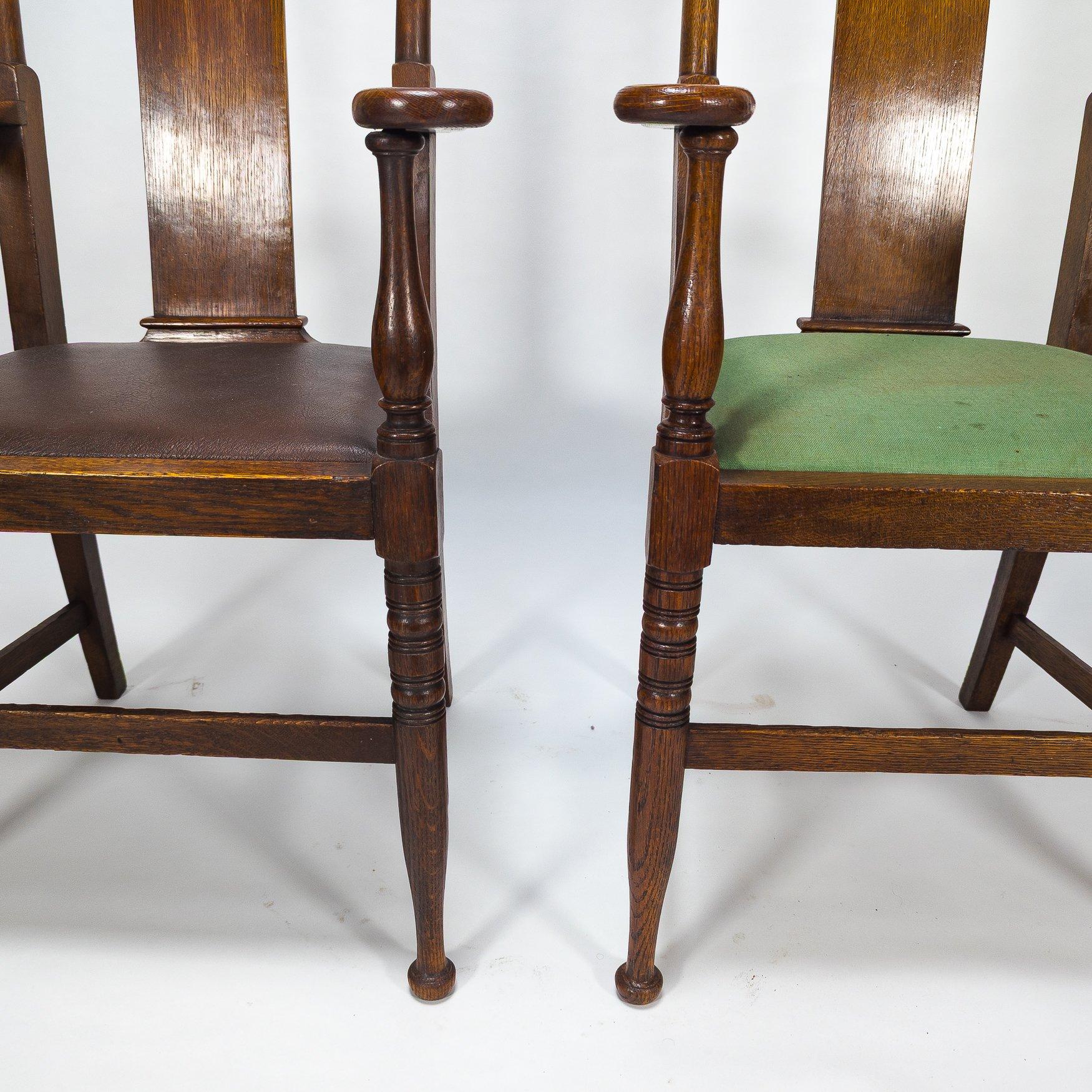 Chêne Morris & Co. Fauteuils de salle à manger en Oak Arts & Crafts, Design/One en vente
