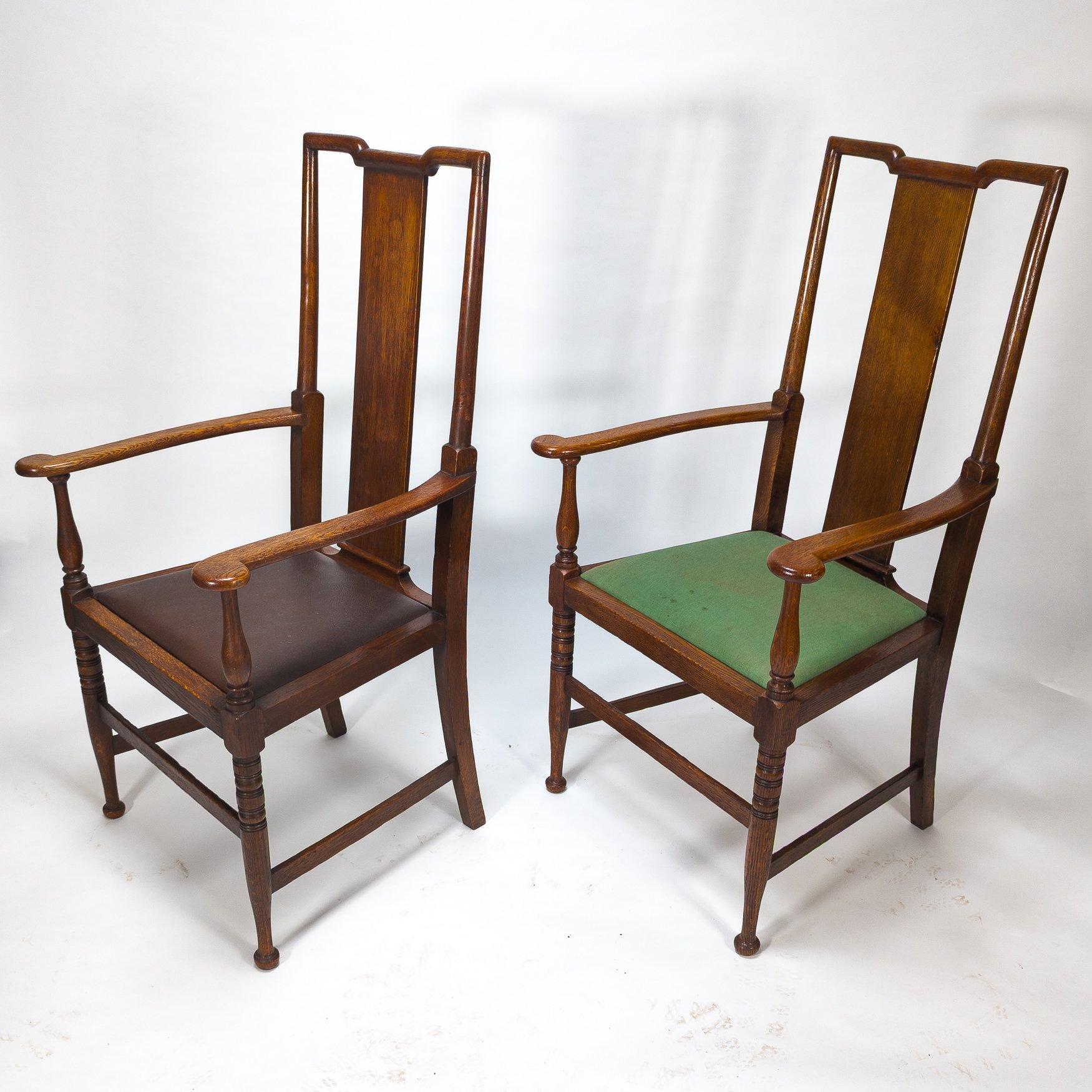 Morris & Co. Fauteuils de salle à manger en Oak Arts & Crafts, Design/One en vente 2