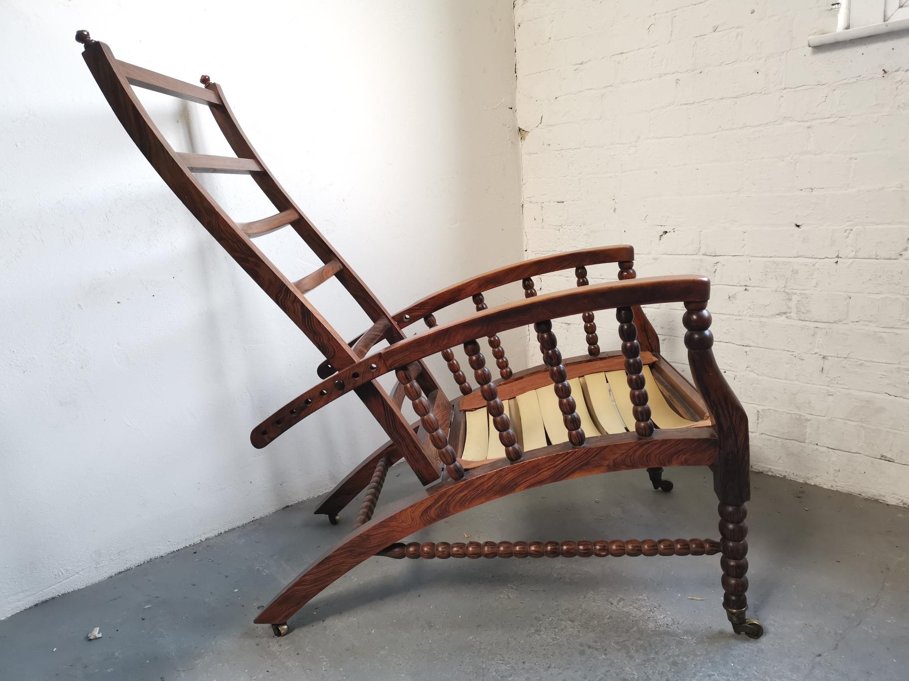 English Morris & Co Attributed, an Aesthetic Movement Reclining Armchair for Upholstery