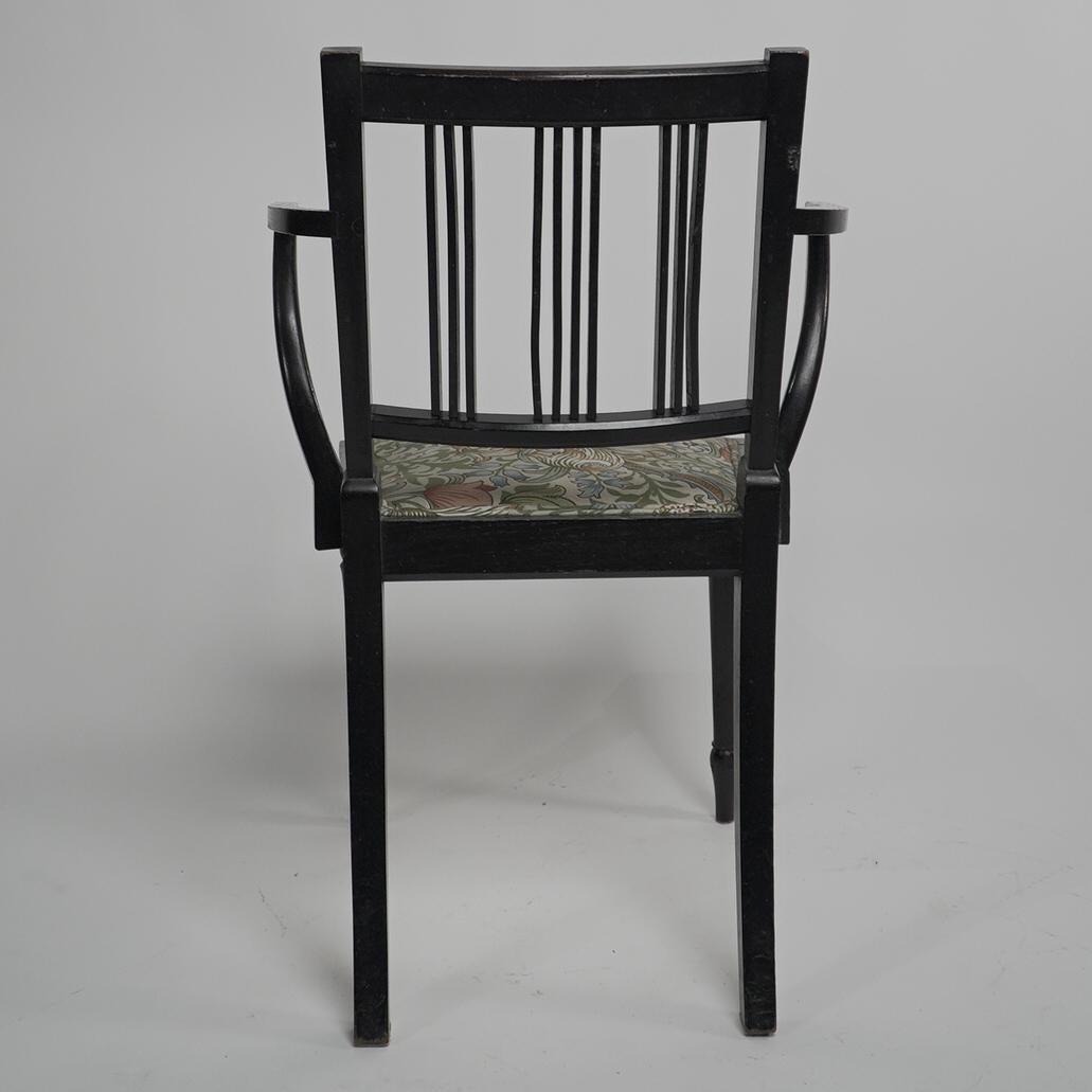 Morris & Co attributed. An Arts & Crafts beech armchair with Morris fabric seat. For Sale 6