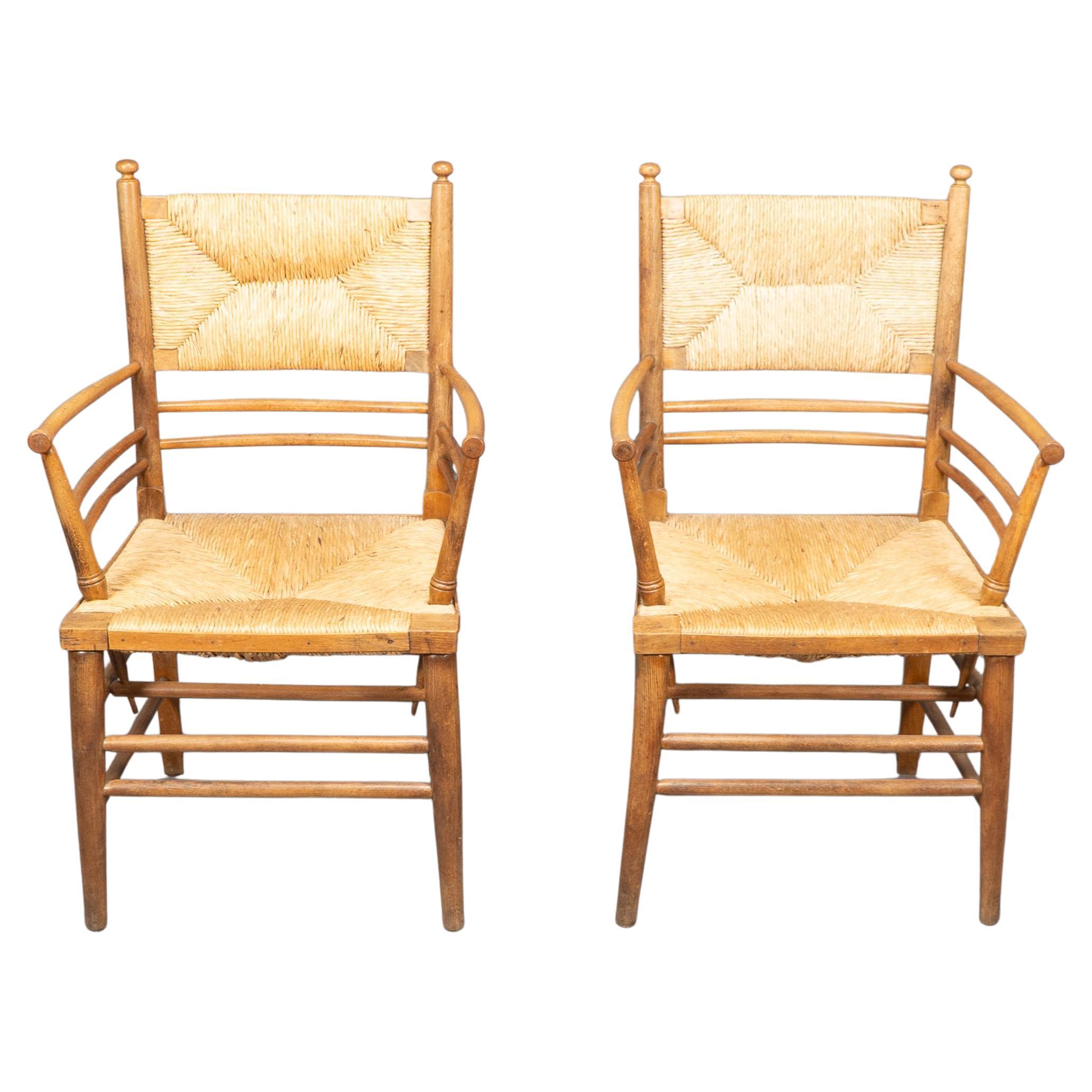 Morris & Co attributed to Philip Webb. A scarce pair of Beech Sussex Armchairs