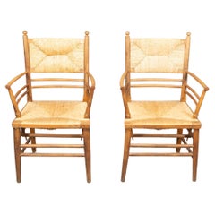 Morris & Co attributed to Philip Webb. A scarce pair of Beech Sussex Armchairs