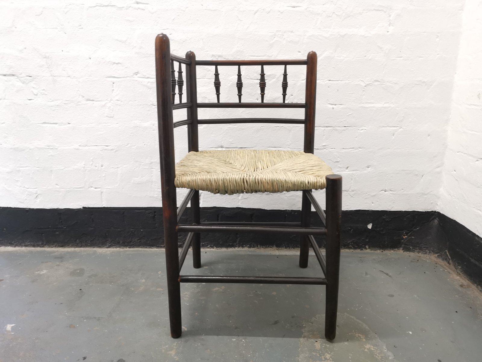 English Morris & Co, Attributed to Phillip Webb, A Rare Sussex Rush Seat Corner Chair