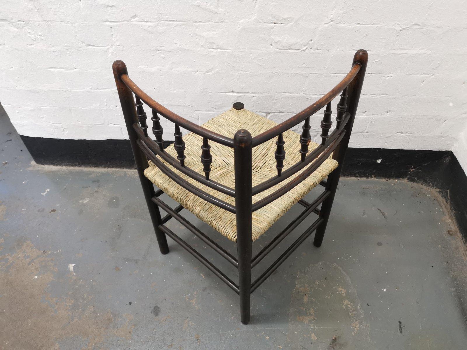 Morris & Co, Attributed to Phillip Webb, A Rare Sussex Rush Seat Corner Chair 2