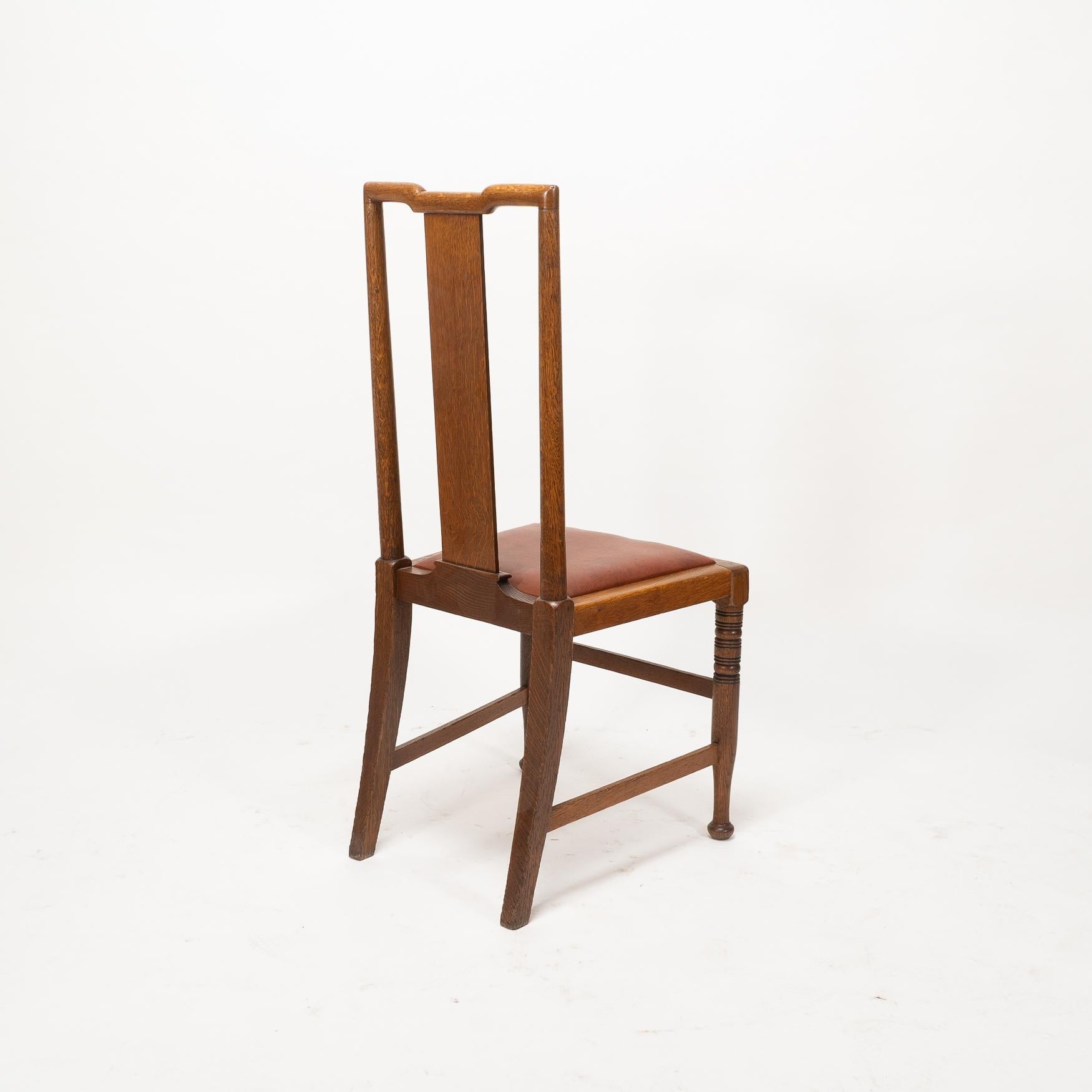 Morris & Co. Vier Arts & Crafts-Esszimmerstühle aus Eiche, entworfen in den Büros von Shaw im Angebot 6