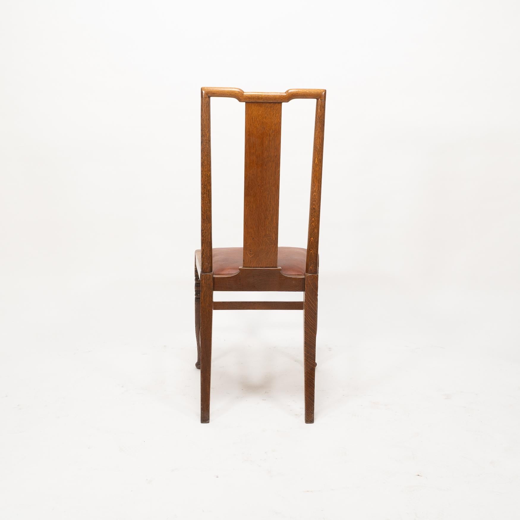 Morris & Co. Vier Arts & Crafts-Esszimmerstühle aus Eiche, entworfen in den Büros von Shaw im Angebot 7
