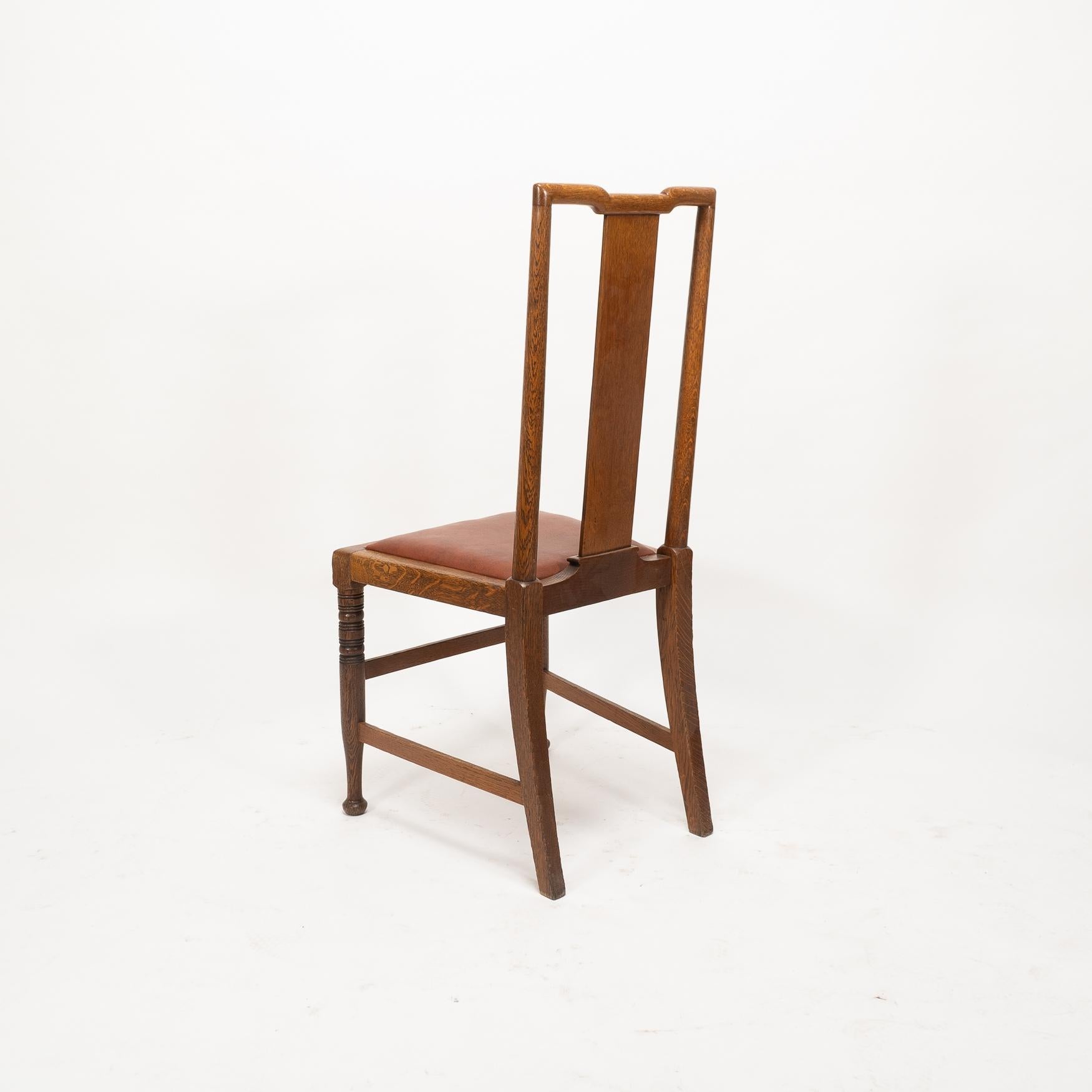 Morris & Co. Vier Arts & Crafts-Esszimmerstühle aus Eiche, entworfen in den Büros von Shaw im Angebot 8