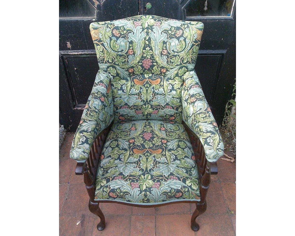 Hand-Crafted Morris & Co George Jack, Aesthetic Movement Mahogany Armchair in a Morris Fabric