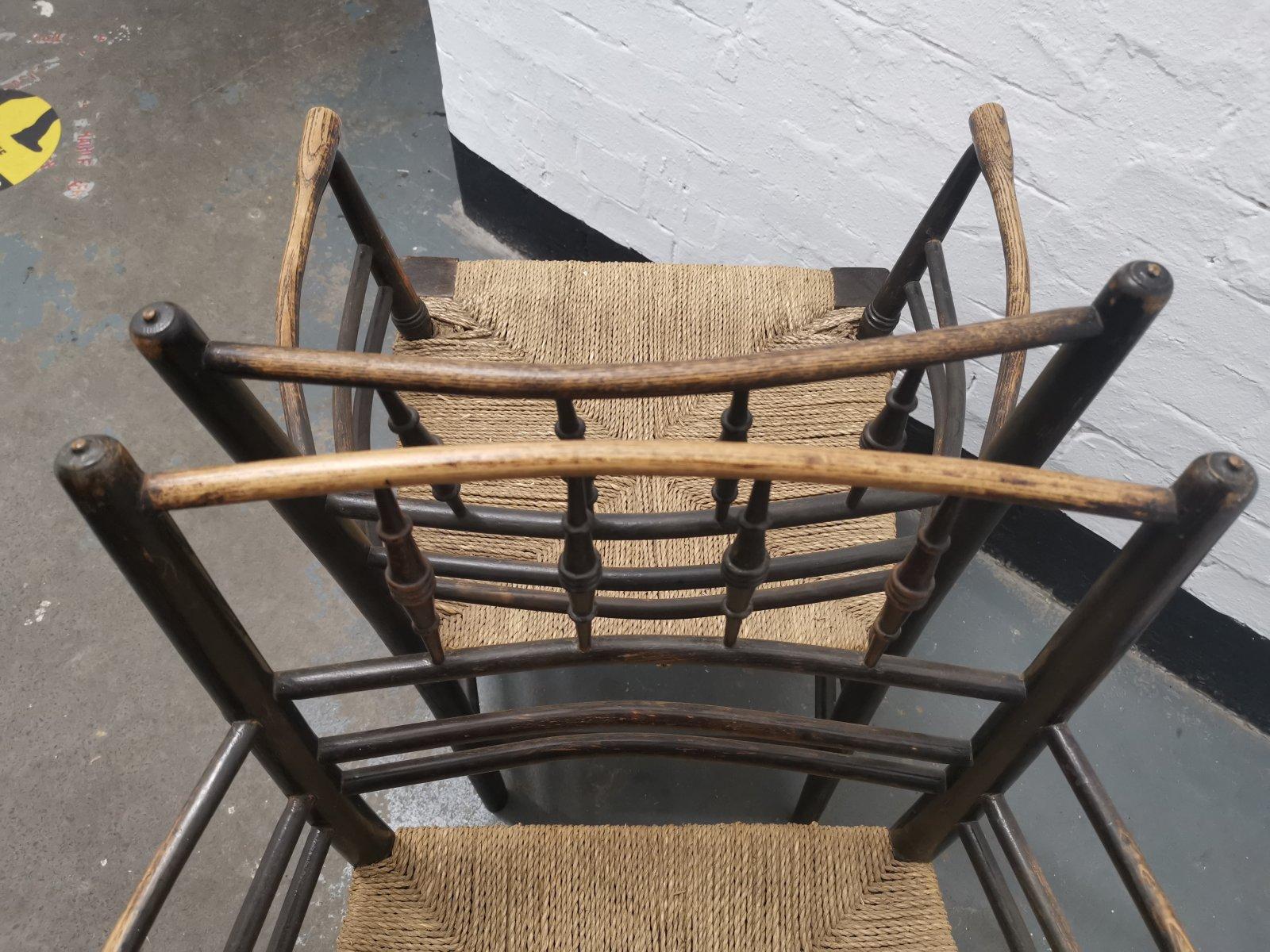 Beech Morris & Co Philip Webb a Classic Pair of English Arts & Crafts Sussex Armchairs