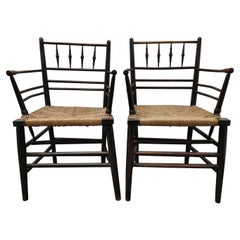 Morris & Co Philip Webb a Classic Pair of English Arts & Crafts Sussex Armchairs