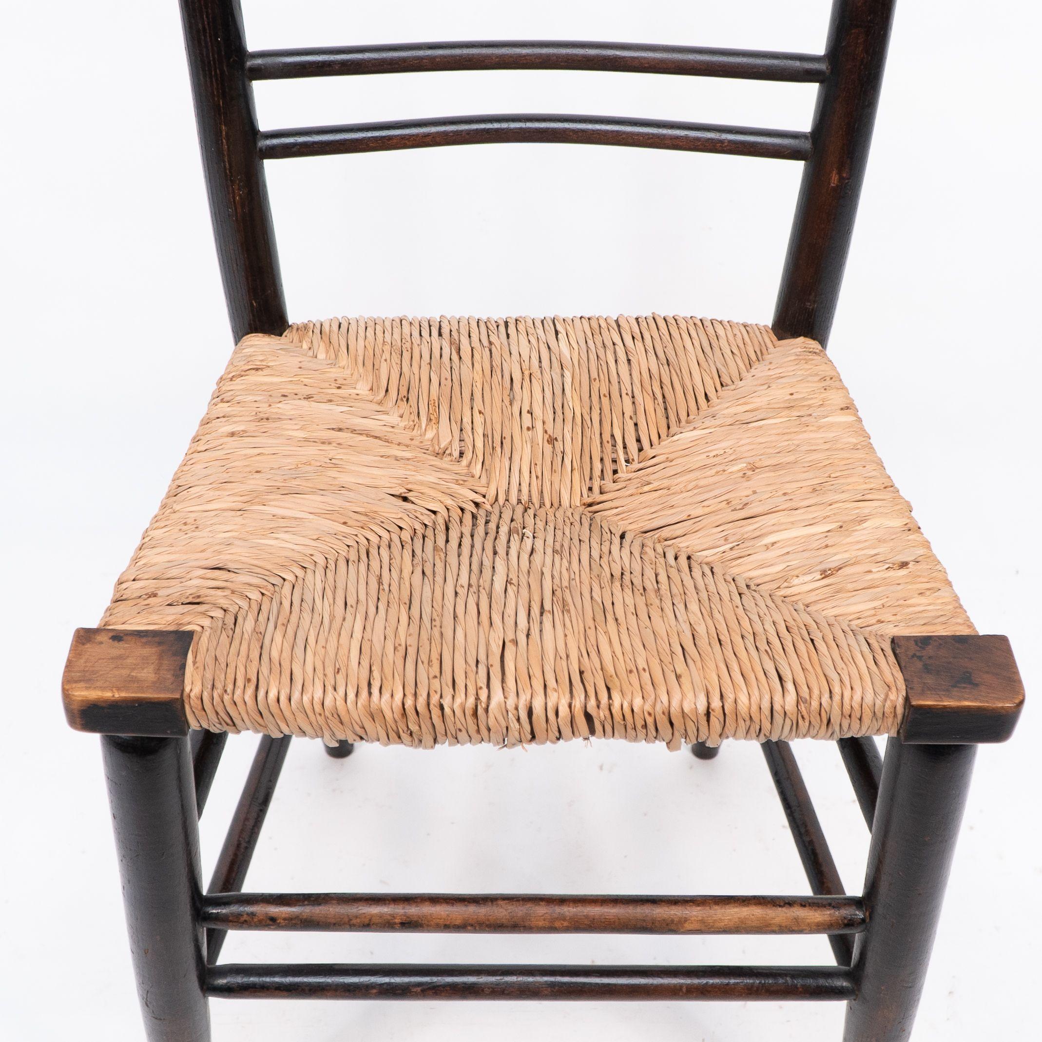 Morris & Co. Phillip Webb Attri. Aesthetic Movement rush seat Sussex side chair For Sale 5