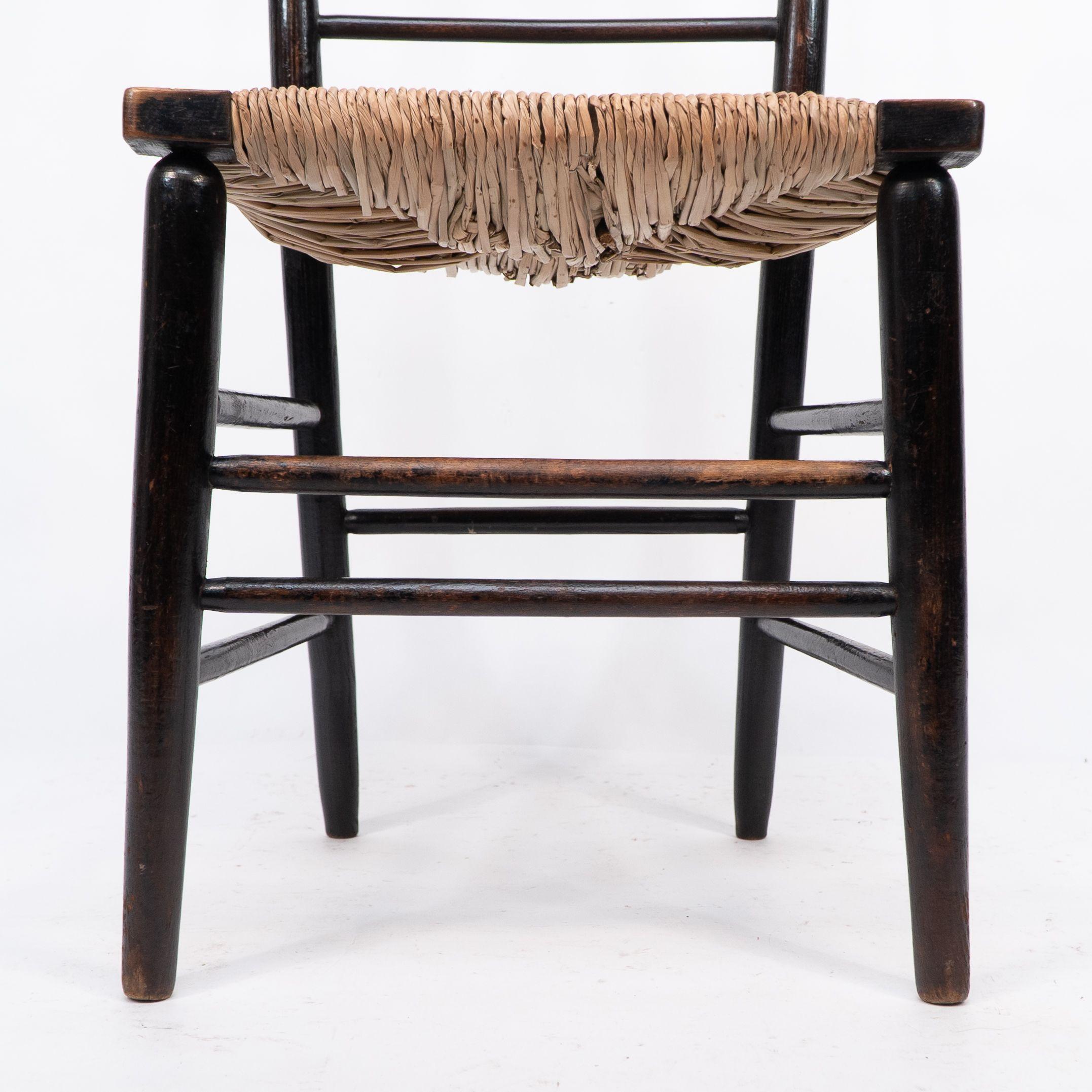 Morris & Co. Phillip Webb Attri. Aesthetic Movement rush seat Sussex side chair For Sale 6