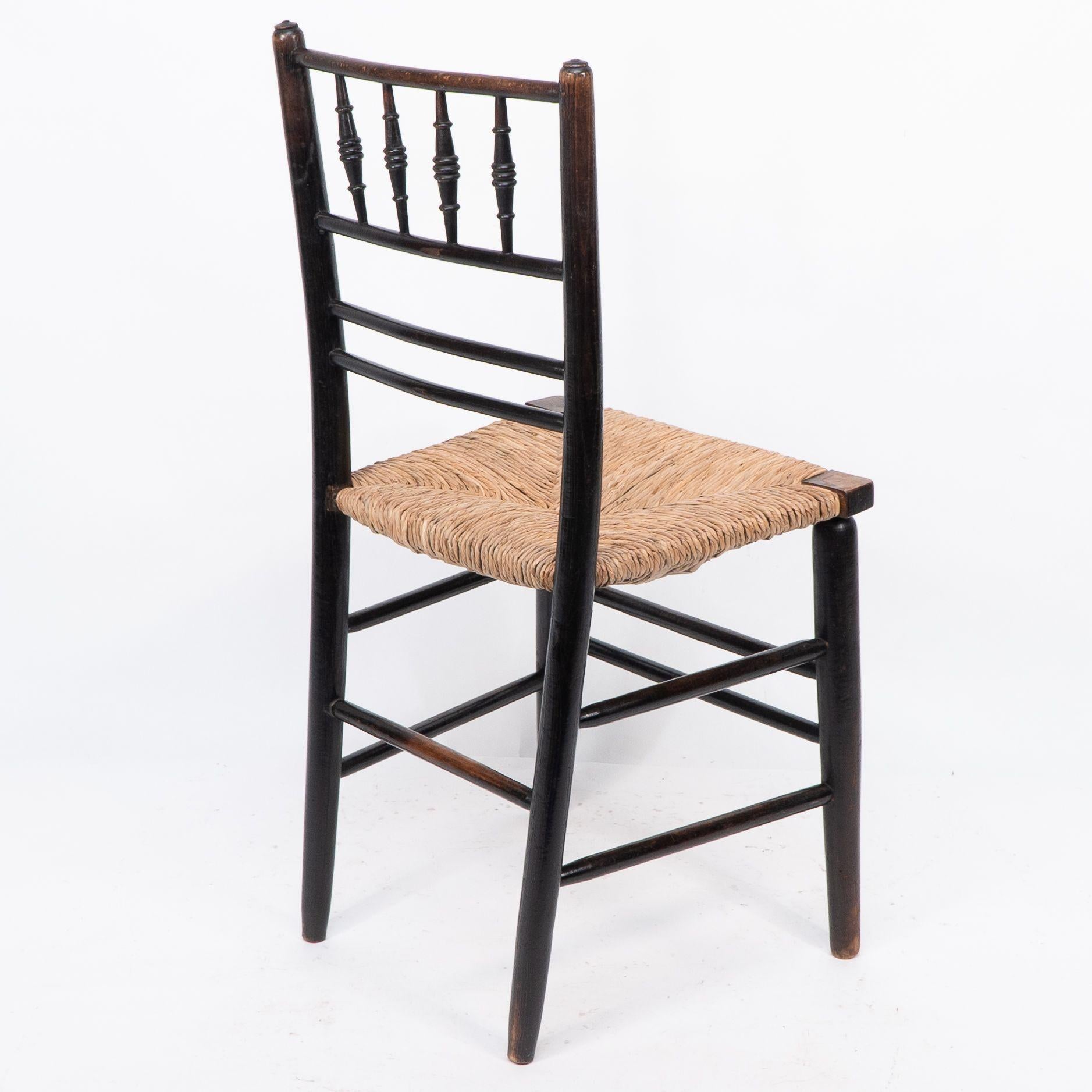 Morris & Co. Phillip Webb Attri. Aesthetic Movement rush seat Sussex side chair For Sale 13