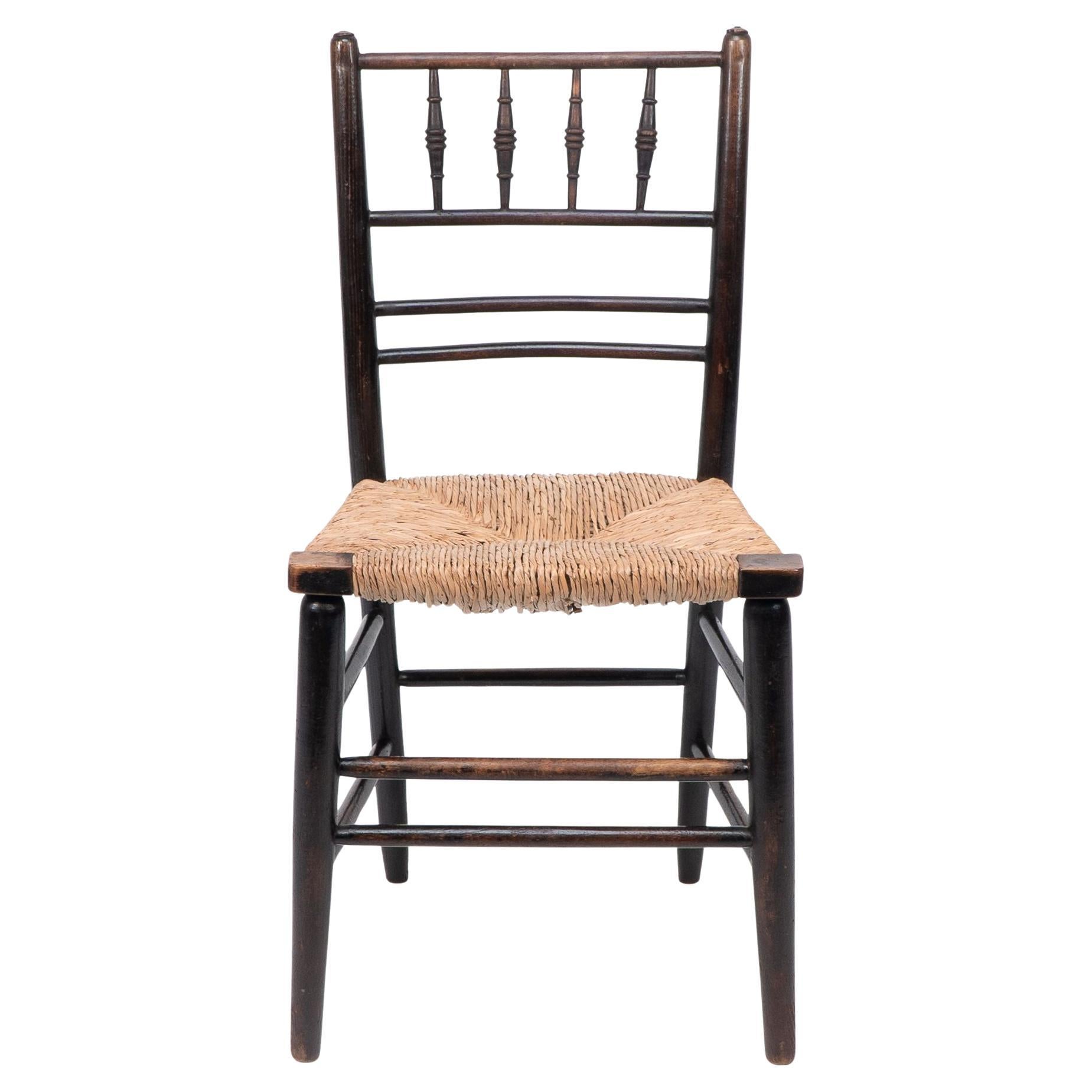 Morris & Co. Phillip Webb Attri. Aesthetic Movement rush seat Sussex side chair