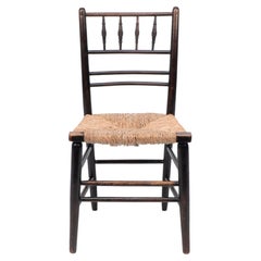 Morris & Co. Phillip Webb Attri. Silla auxiliar Sussex con asiento de junco Aesthetic Movement