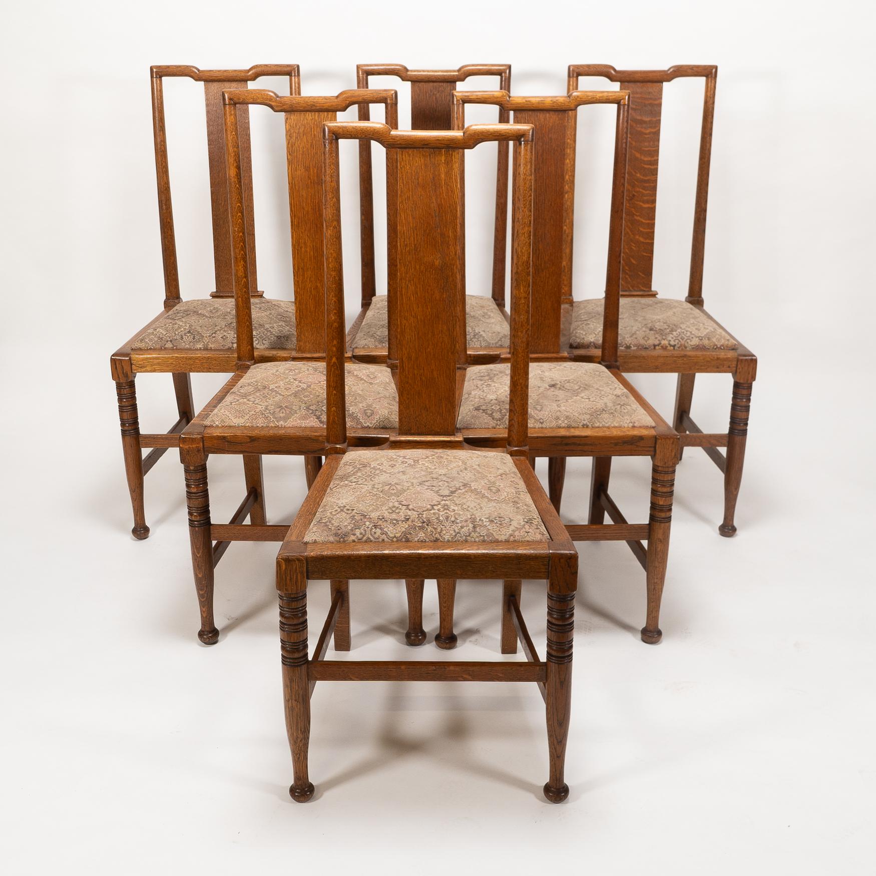 Morris & Co. Sechs Arts & Crafts-Esszimmerstühle aus Eiche, entworfen in den Büros von Shaw im Angebot 10