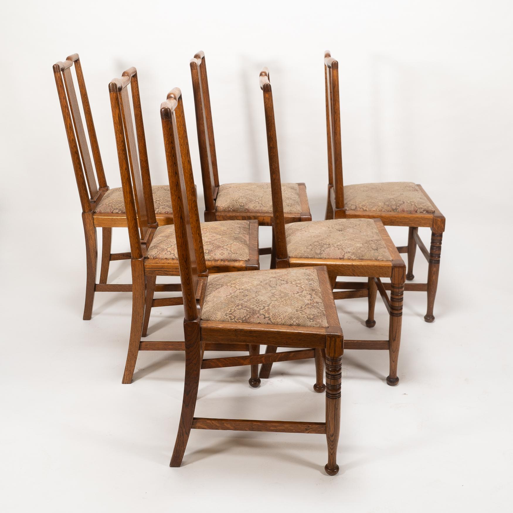 Morris & Co. Sechs Arts & Crafts-Esszimmerstühle aus Eiche, entworfen in den Büros von Shaw im Angebot 11