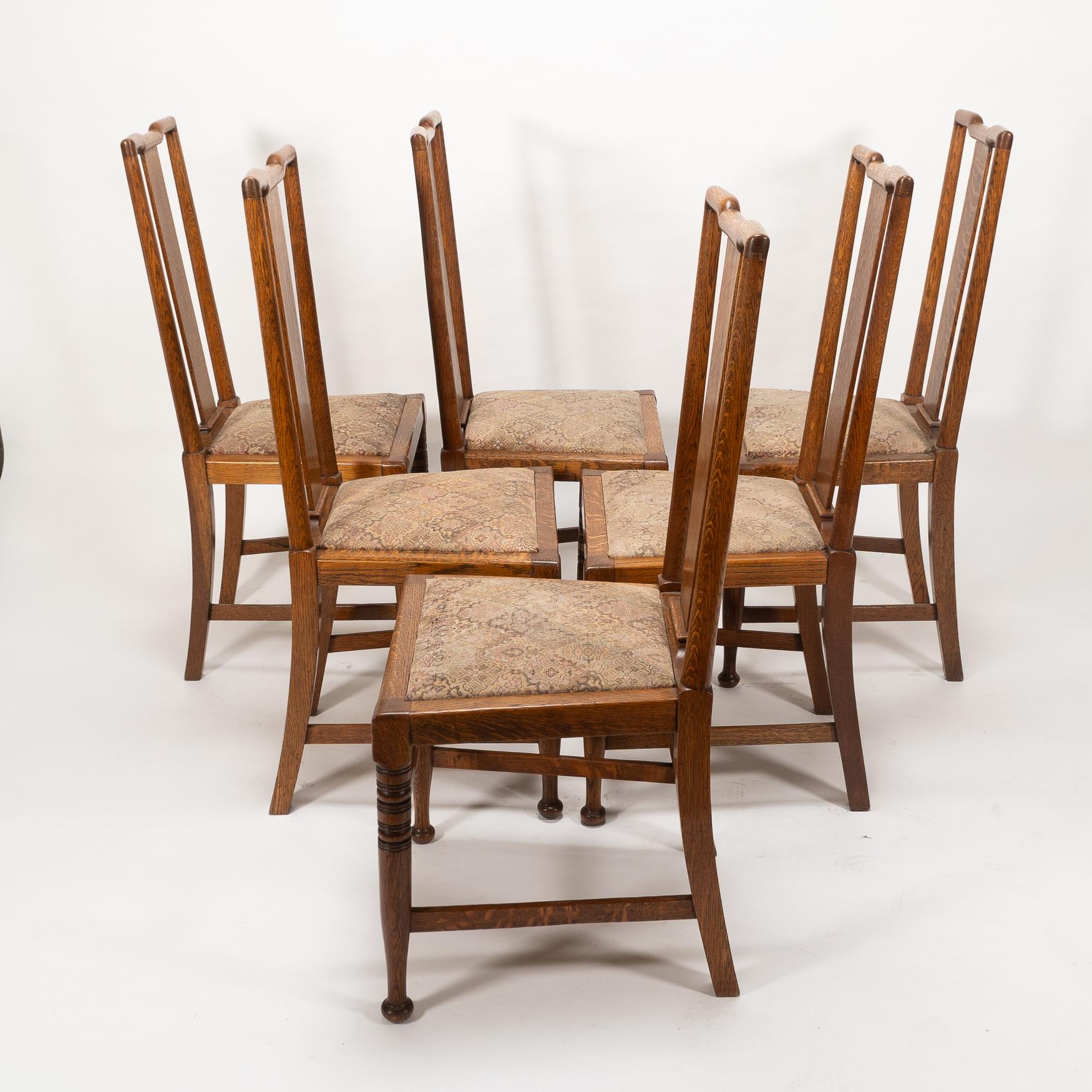 Morris & Co. Sechs Arts & Crafts-Esszimmerstühle aus Eiche, entworfen in den Büros von Shaw im Angebot 12