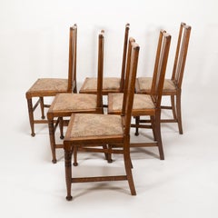 Morris & Co. Six Arts & Crafts Oak Dining Chairs, Designed in Shaw’s Offices