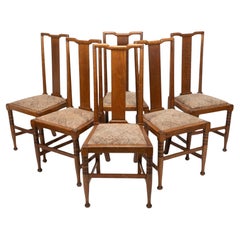 Morris & Co. Sechs Arts & Crafts-Esszimmerstühle aus Eiche, entworfen in den Büros von Shaw