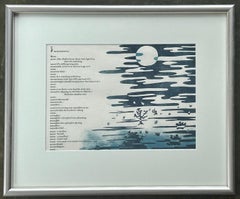 Poem 5 from 9 Poems from Nature, 1959 Linocut Watercolor Print, Framed
