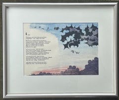 Poem 6 from 9 Poems from Nature, 1959 Linocut Watercolor Print, Framed