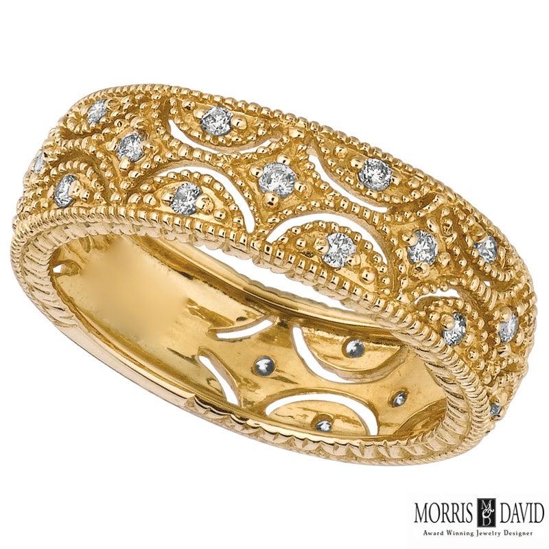 For Sale:  Morris & David 0.34 Carat Natural Diamond Eternity Ring Band G-H SI 14K W Gold 2