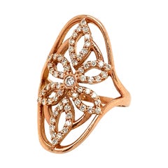 Morris & David 0.60 Carat Natural Diamond Cocktail Ring G SI 14 Karat Rose Gold