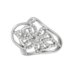 Morris & David 0.60 Carat Natural Diamond Cocktail Ring G SI 14 Karat White Gold