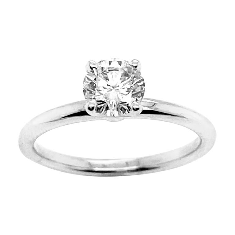 Morris & David 0.75 Ct Natural Round Cut Diamond Engagement Ring For Sale