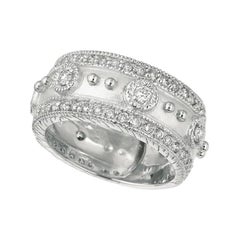 Morris & David Bracelet jonc byzantin en or blanc 14 carats avec diamants naturels de 1,06 carat G SI