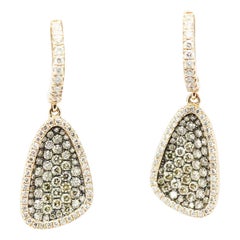 Morris & David 14 Karat Gold 1.40 Carat Cognac Diamond Pavé Dangle Earrings