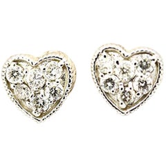 Morris 
David 14 Karat White Gold 0.29 Carat Diamond Heart Stud Earrings