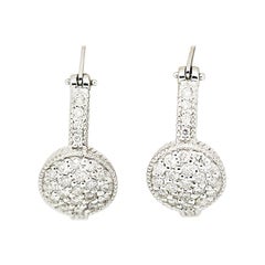 Morris & David 14 Karat White Gold 0.77 Carat Diamond Pave Hoop Earrings
