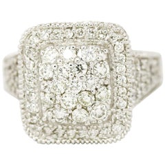 Morris & David 14 Karat White Gold 2.03 Carat Diamond Pave Cocktail Ring
