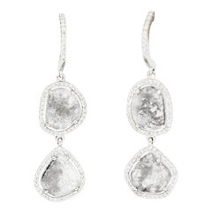 Morris 
David 14 Karat White Gold 4.08 Carat Rose Cut Diamond Dangle Earrings