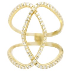Morris & David 14 Karat Yellow Gold 0.75 Carat Diamond Open Overlap Ring