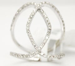 Morris & David 14 Karat White Gold 0.57 Carat Diamond Open Overlap Ring