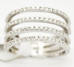 Morris & David 14 Karat White Gold 0.80 Carat Diamond Ribbed Ring
