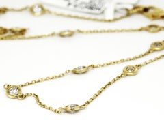 Morris & David 14 Karat Yellow Gold 2.00 Carat Diamond Thin Spaced Necklace