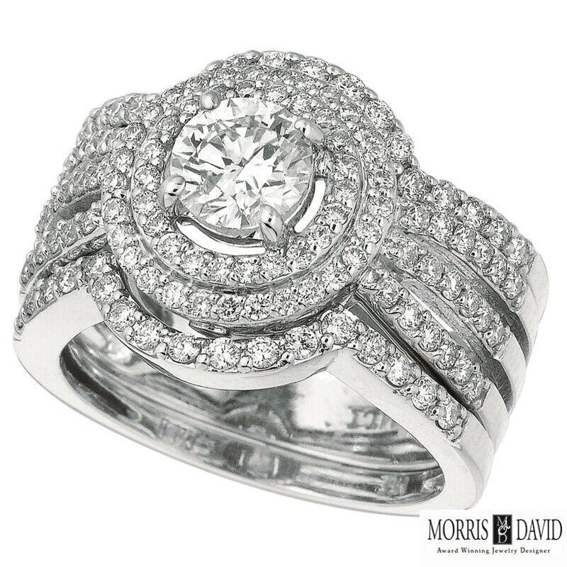 For Sale:  Morris & David 1.75 Carat Natural Diamond Ring G SI 14 Karat White Gold 2