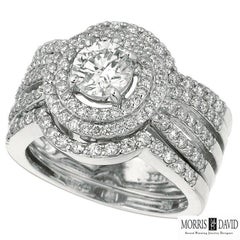 Morris & David 1.75 Carat Natural Diamond Ring G SI 14 Karat White Gold