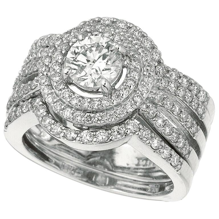 Morris & David 1.75 Carat Natural Diamond Ring G SI 14 Karat White Gold For Sale