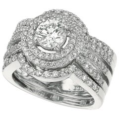 Morris & David, bague en or blanc 14 carats avec diamant naturel de 1,75 carat G SI