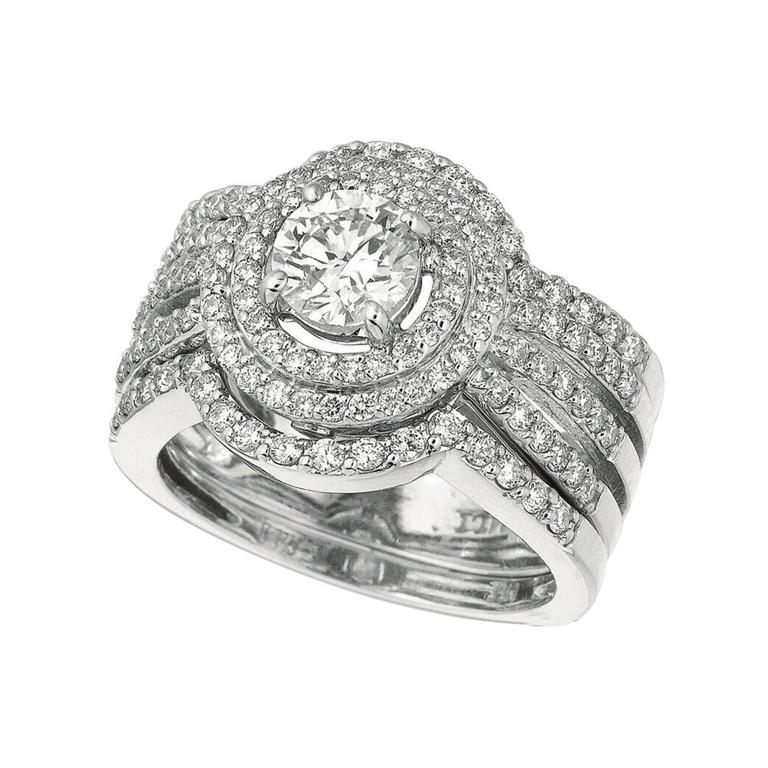 En vente :  Morris & David Bague en or blanc 14 carats avec diamants naturels de 1,75 carat G SI